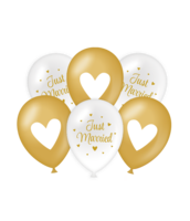 Huwelijk Ballonnen Just Married Goud-Wit