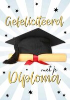 Wenskaart Geslaagd - Gefeliciteerd met je Diploma - met Envelop Wenskaart Geslaagd - Gefeliciteerd met je Diploma - met Envelop