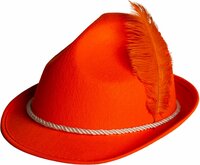 Tirolerhoed Oranje Witte Band Met Oranje Veertje - EK Hoedje Tiroler Tirolerhoed Oranje Witte Band Met Oranje Veertje - EK Hoedje Tiroler