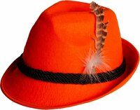 Tirolerhoed Oranje Met Veertje - EK Hoedje Tiroler Tirolerhoed Oranje Met Veertje - EK Hoedje Tiroler