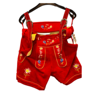 Tweedekans - nieuw - Dames lederhosen kort rood - Maat S