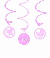 Geboorte Meisje - Swirls Decoratie It's A Girl - 3 stuks