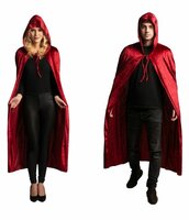 Halloween Cape Capuchon - Velours - Rood - 130 cm Halloween Cape Capuchon - Velours - Rood - 130 cm