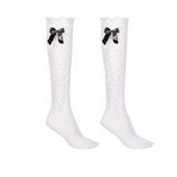 Oktoberfest Kniekousen Wit - Met Strik Zwart - Dames Oktoberfest Kniekousen Wit - Met Strik Zwart - Dames