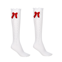 Oktoberfest Kniekousen Wit - Met Strik Rood - Dames Oktoberfest Kniekousen Wit - Met Strik Rood - Dames