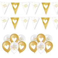 Huwelijk Feestpakket - Vlaggenlijn en Ballonnen - Hangdecoratie Trouwen