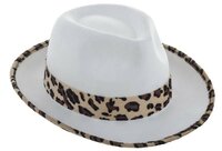 Cowboy Hoed - Luipaardlint Wit - Pimp en Pooier - Volwassenen