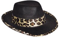 Cowboy Hoed - Luipaardlint Zwart - Pimp en Pooier - Volwassenen
