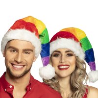 Kerstmuts - Pluche Regenboog