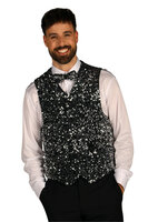 Paillettenvest - Zilver-Zwart - Heren Paillettenvest - Zilver-Zwart - Heren