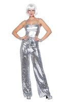Disco Glitterbroek - Zilver - Dames