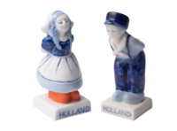 Peper en Zout Kussend Paar Keramiek - Delfts Blauw