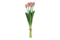 Kunstboeket Tulpen Lang - Kunstbloem Roze en Creme - 5 Stuks 