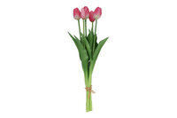 Kunstboeket Tulpen Lang - Kunstbloem Roze en Wit - 5 Stuks 