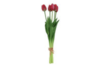 Kunstboeket Tulpen Lang - Kunstbloem Roze en Rood - 5 Stuks