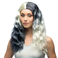 Dames Pruik - Galaxy Zwart-Wit - Half Lang Model