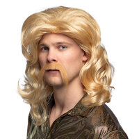 Heren Pruik - Barry Blond - Halflang Model met Snor
