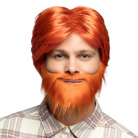 Heren Pruik - Dude Oranje - Kort Model met Baard Heren Pruik - Dude Oranje - Kort Model met Baard