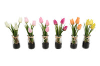 Kunst Tulpen In Vaasje - Kunstbloem - Assorti