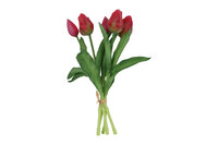 Kunstboeket Tulpen - Kunstbloem Roze en Rood - 5 Stuks - 3D Geprint