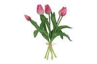 Kunstboeket Tulpen - Kunstbloem Roze en Wit - 5 Stuks - 3D Geprint