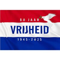 Vlag Nederland - 80 Jaar Bevrijd - 100 x 150 cm Vlag Nederland - 80 Jaar Bevrijd - 100 x 150 cm