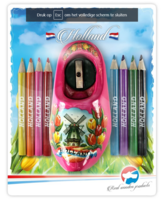 Klomp Puntenslijper Met Kleurpotloden - Roze - Molen 