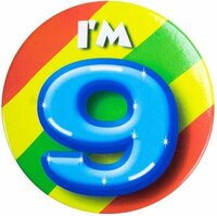 Button Kleurrijk - Verjaardag - 9 Jaar