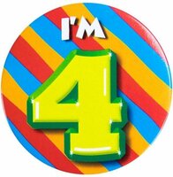 Button Kleurrijk - Verjaardag - 4 Jaar