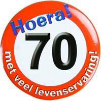 Button Verkeersbord - Verjaardag - Hoera 70