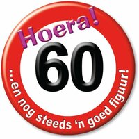 Button Verkeersbord - Verjaardag - Hoera 60