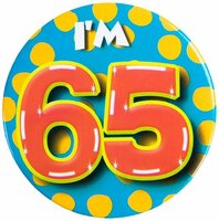 Button Kleurrijk - Verjaardag - 65 Jaar