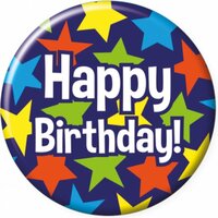 Button Kleurrijk - Happy Birthday Sterren