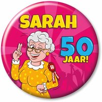Button Cartoon - Verjaardag - Sarah 50 jaar 
