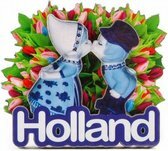 Koelkastmagneet - Magneet Holland - Bos Tulpen Met Kussend Paartje