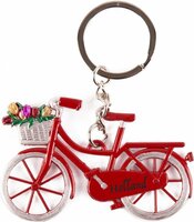 Sleutelhanger Souvenir - Fiets met Tulpen Holland - Rood