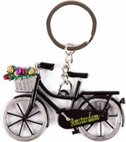 Sleutelhanger Souvenir - Fiets met Tulpen Holland - Zwart