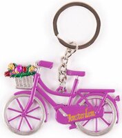 Sleutelhanger Souvenir - Fiets met Tulpen Holland - Paars