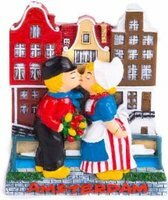 Koelkastmagneet - Magneet Holland - Kussend Paartje Grachten Amsterdam 