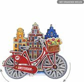 Koelkastmagneet - Magneet Holland - Fiets Draaiende Wielen Molen - Rood