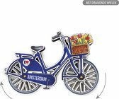 Koelkastmagneet - Magneet Holland - Fiets Draaiende Wielen Amsterdam - Blauw