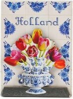 Koelkastmagneet - Magneet Holland - Tegeltableau Tulpen Holland