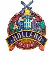 Koelkastmagneet - Magneet Holland MDF - Holland Round Label Huisjes