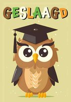 Wenskaart Geslaagd - Uil Geslaagd - met Envelop