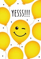 Wenskaart Geslaagd - Yes Smiley Ballon - met Envelop