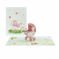 Wenskaart Kiriori 3D- Geboorte Meisje - met Envelop 