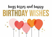 Wenskaart Daisy - Hugs Kisses And Happy Birthday Wishes 