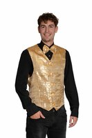Gilet met Strikje - Paillettenvest Goud - Heren Gilet met Strikje - Paillettenvest Goud - Heren