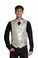 Gilet met Strikje - Paillettenvest Zilver - Heren Gilet met Strikje - Paillettenvest Zilver - Heren