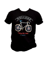 T-shirt Zwart - Holland Enjoy The Ride - Katoen - Heren